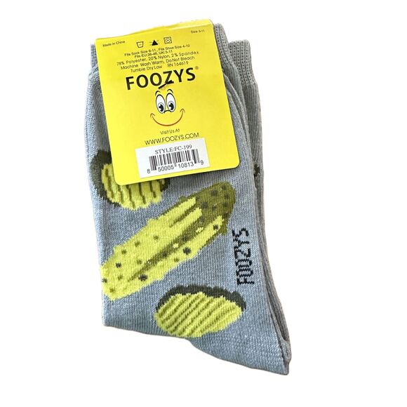 NWT Foozys Grey Pickle Crew Socks Women's One Size - Picture 2 of 3